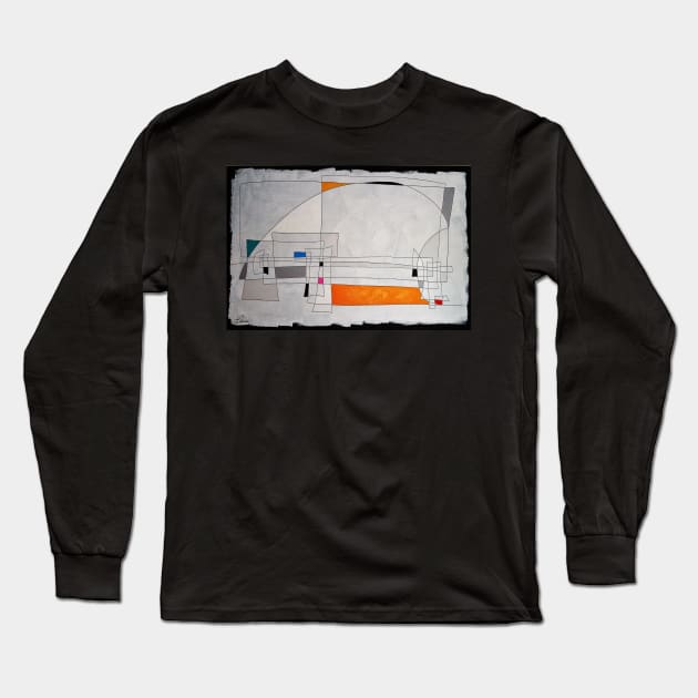 Expressive automatism abstract in grays and orange Long Sleeve T-Shirt by artsale